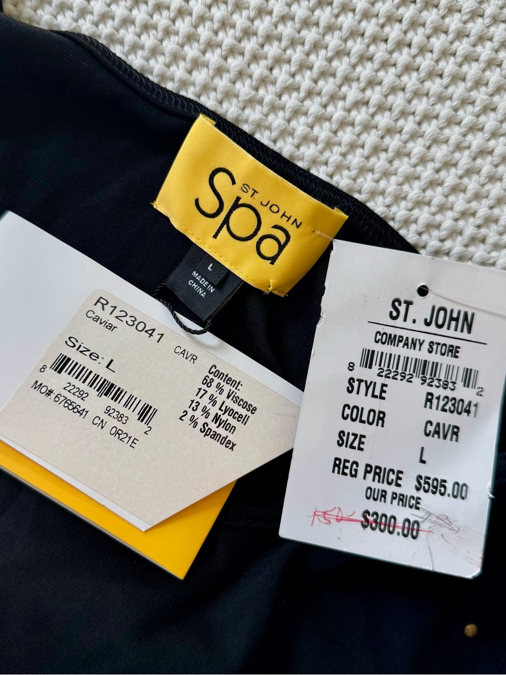 St. John Spa Button Down Short Sleeve Midi Tie Shirt Dress, Black – Large Flaw* - Picture 7 of 7